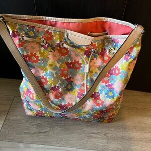 Coach floral draw string bag